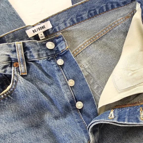 RE/DONE High Waist Tapered Leg Vintage Inspired Jeans Size 28 Mid Wash B… - Picture 7 of 11